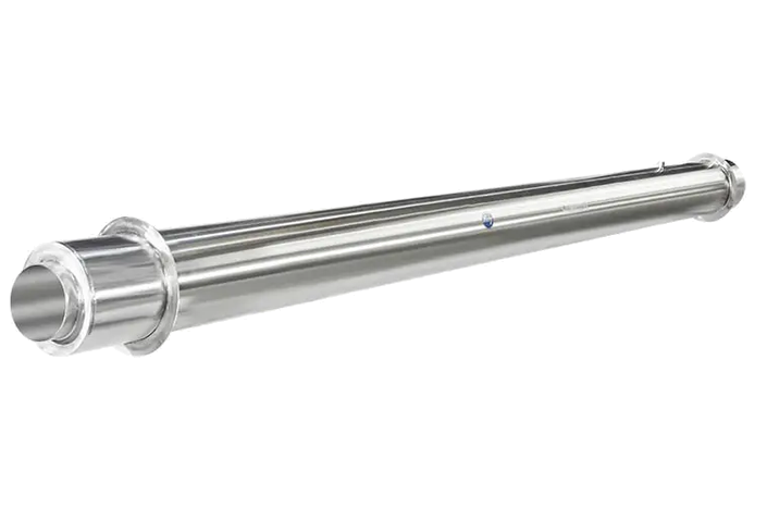 Cutaway of a vacuum insulated pipe showing inner transfer pipe, insulated vacuum space and outer containment pipe